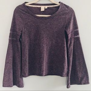 Pacsun purple bell sleeve top with lace detail